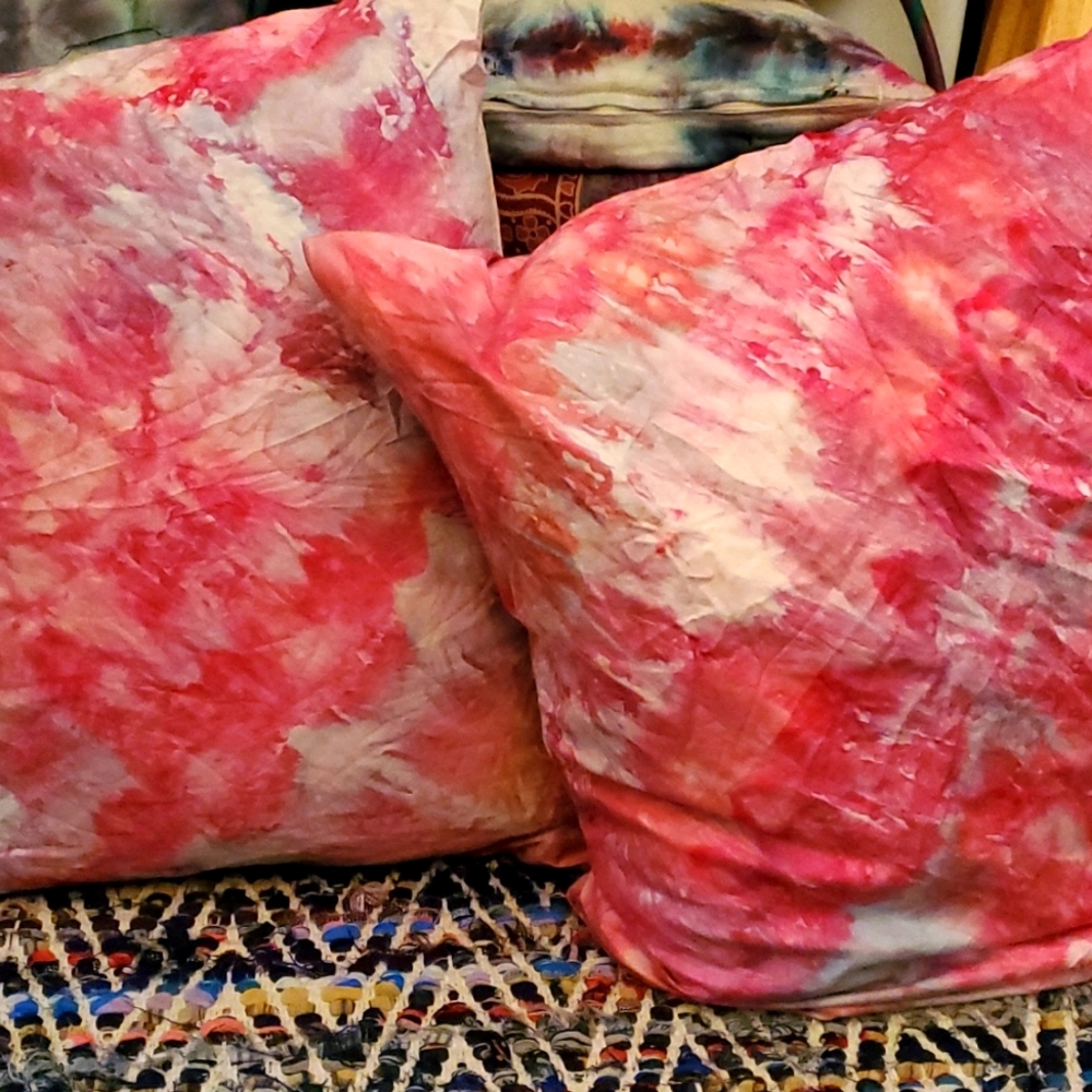 Pink tie dyed pillow covers. Bubble gum floor pillows. Ikea cotton. NO PILLOWS